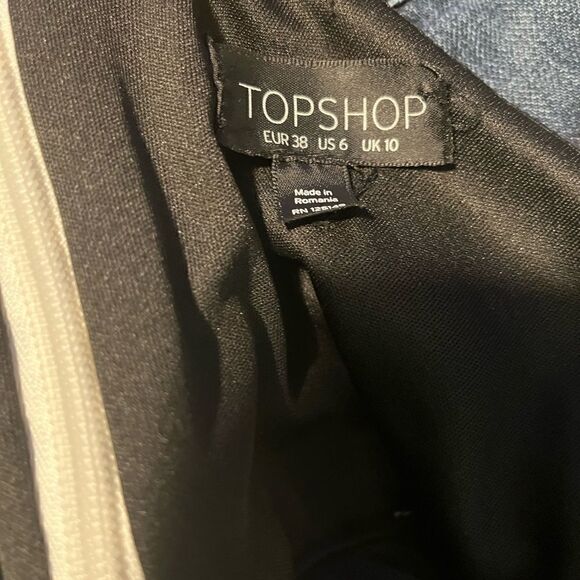 TopShop Black Slip Dress with White Mesh Overlay Size 6 - Picture 11 of 12